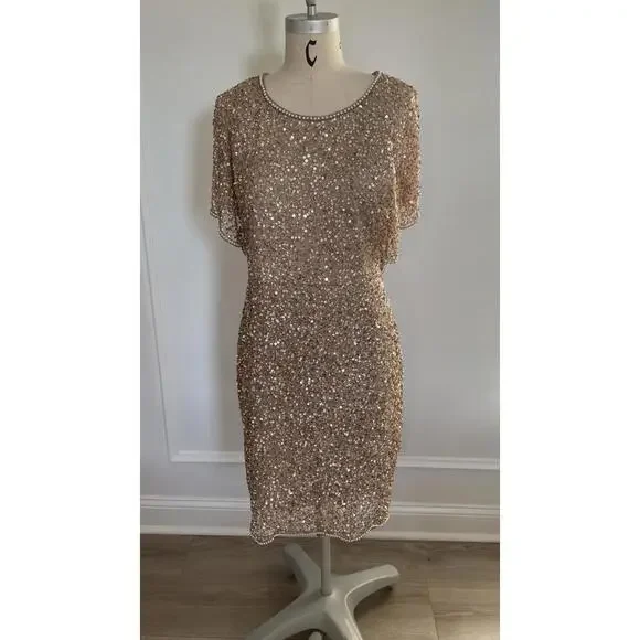 Adrianna Papell - Sequin Embellished Cocktail Dress - Size 14 - Picture 2 of 11